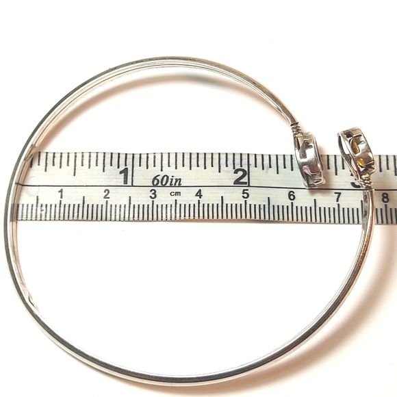 Antique Yellow Ceylon Sapphire & Amethyst Flexible Silver Bangle - Picture 9 of 16